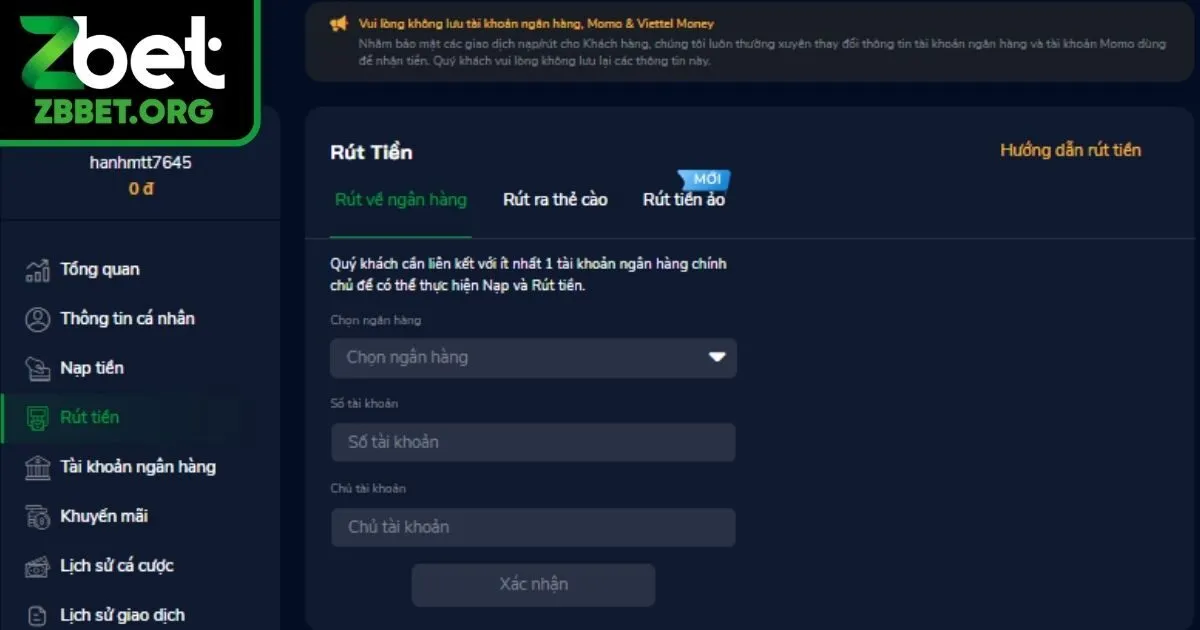 Điều kiện điều khoản cần tuân thủ khi rút tiền Zbet